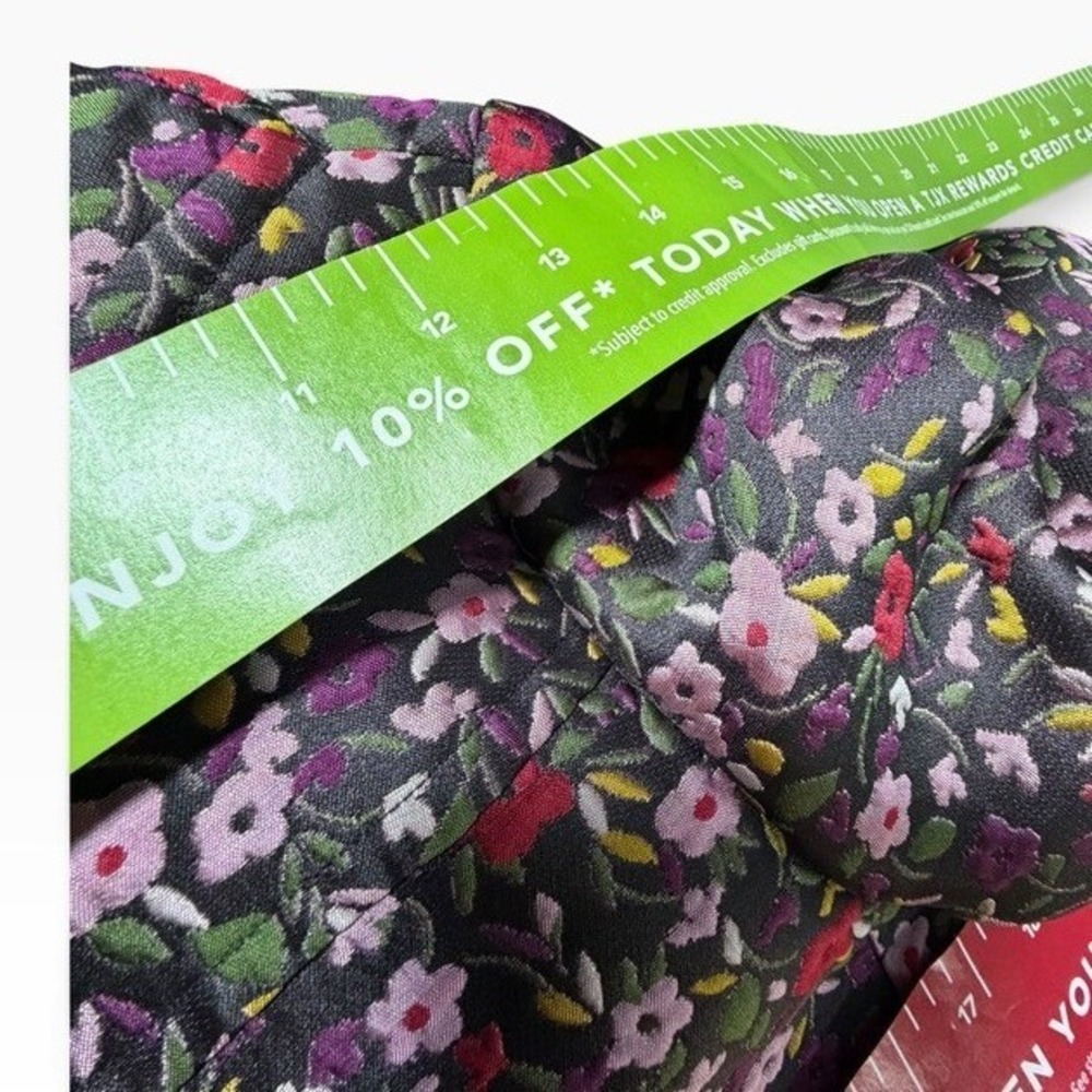 Kate Spade New York Womens Floral Quilted Button Front Topper Coat Black Multi 8 - Picture 4 of 16
